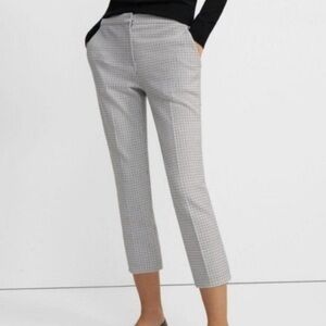 Theory Easy Capri Grid Double Plaid White/Black Size 6 NWT